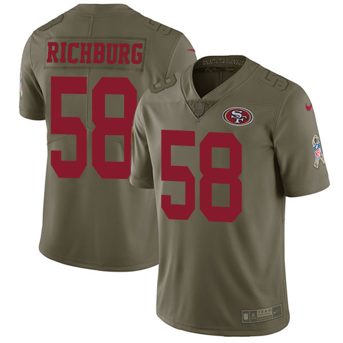 San Francisco 49ers Limited Olive Men Weston Richburg NFL Jersey #58 2017 Salute to->youth nfl jersey->Youth Jersey